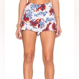 Free People Fiona Floral Flutter Side Zip Shorts